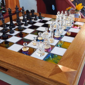 Hand made glass chess set. Contact Kris @ 719-231-9214